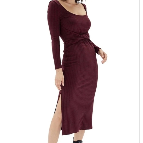 MINKPINK revolve nora waist tie midi dress wine red marie small - Picture 1 of 7